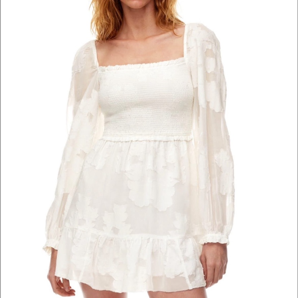 Wilfred light birch white new tempest formal mini dress Cream Long Sleeve Dress